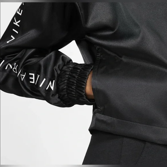 Nike Air Womens Black Satin Crop Zip Up Active Track Jacket NWOT Size Small - Picture 2 of 13